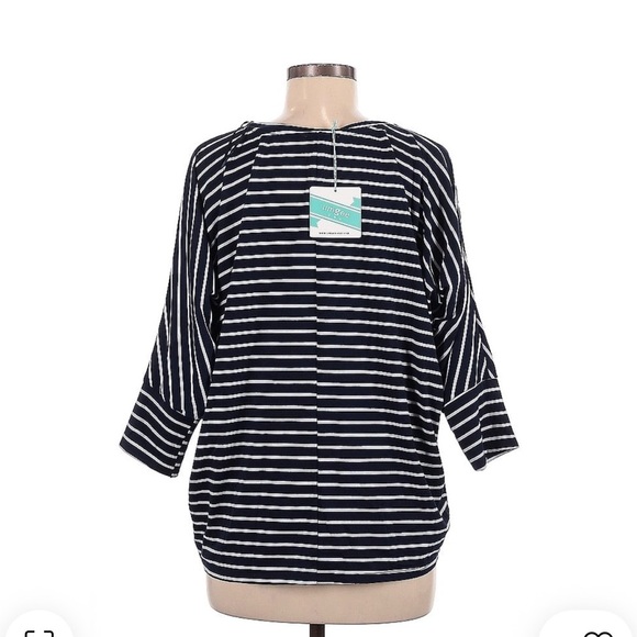 Umgee Navy and White Striped Sleeve Top, New With Tags size Medium - Picture 2 of 3